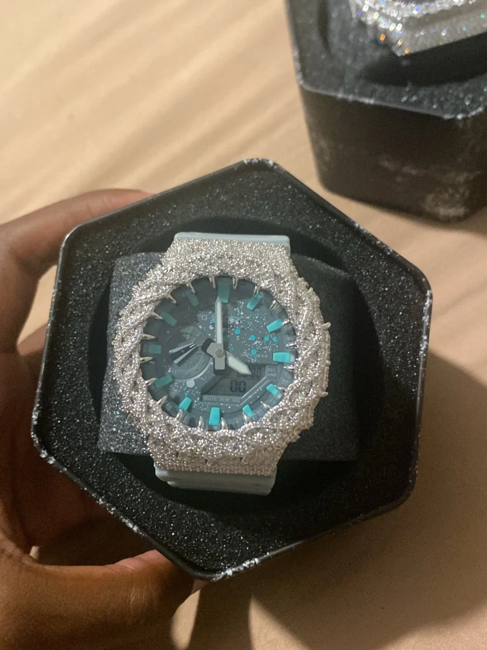 Casio teal dial silver glitter bezel smartwatch